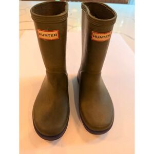 Hunter Kids First‎ Classic Rain Boots Olive Green Navy Blue UK 11 US 12